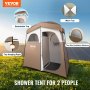 VEVOR Camping Brusetelt, 83" x 42" x 83" 2 Værelser Oversize udendørs bærbart ly, Privat telt med aftagelig top, Lommer, Ophængningsreb og tøjsnor, til påklædning, omklædning, toilet, badeværelse