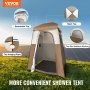 VEVOR Campingový sprchový stan, 66" x 66" x 87" 1izbový nadrozmerný vonkajší prenosný prístrešok, súkromný stan s odnímateľným vrchom, vreckami, závesným lanom a šnúrkou na prezliekanie, prebaľovanie, WC, kúpeľňa