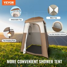 VEVOR Cort de duș de camping, 66" x 66" x 87" 1 cameră Adăpost portabil în aer liber supradimensionat, cort de confidențialitate cu partea superioară detașabilă, buzunare, frânghie pentru agățat și frânghie, pentru îmbrăcat, schimbare, toaletă, baie