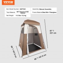 VEVOR Camping Duschtält, 66" x 66" x 87" 1 Rum Oversize Portable Outdoor Shelter, Sekretestält med avtagbar topp, fickor, hängande rep och klädstreck, för påklädning, omklädning, toalett, badrum