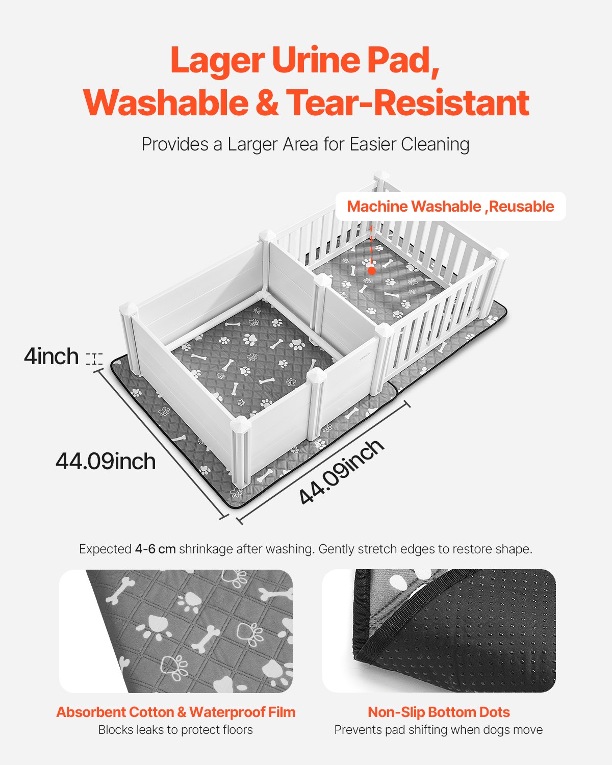 VEVOR Dog Whelping Box, 1.86x0.97x0.5 m, Plastic Dog Whelping Pen with Adjustable Height Door, Puppy Playpen with Waterproof Pee Pad, Easy to Clean, Durable Indoor Pet Birth Kit for Medium Sized Dogs