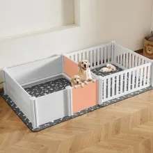 Dog Whelping Box 93.3x48.4x18.1 inch Door Height Adjustable for Extra Large Dogs