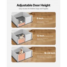 Dog Whelping Box 60x60x24 inch with Height Adjustable Door for Extra Large Dogs