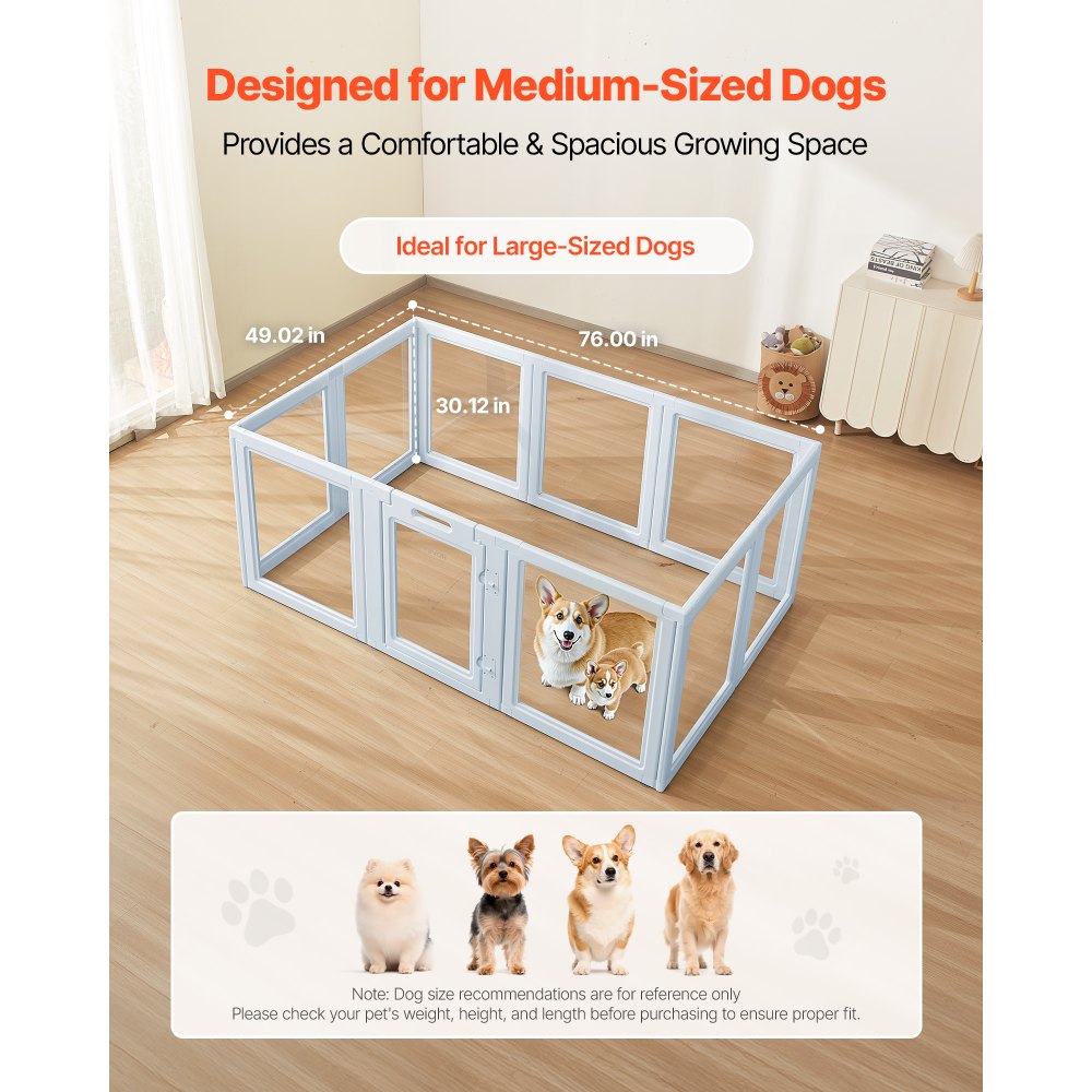 VEVOR Dog Whelping Box, 76x49x30 in Plastic Dog Whelping Pen for Large Sized Dogs, Waterproof Puppy Playpen with Transparent Windows & Door Lock, Easy to Clean, Durable Indoor Pet Dogs Cats Birth Kit