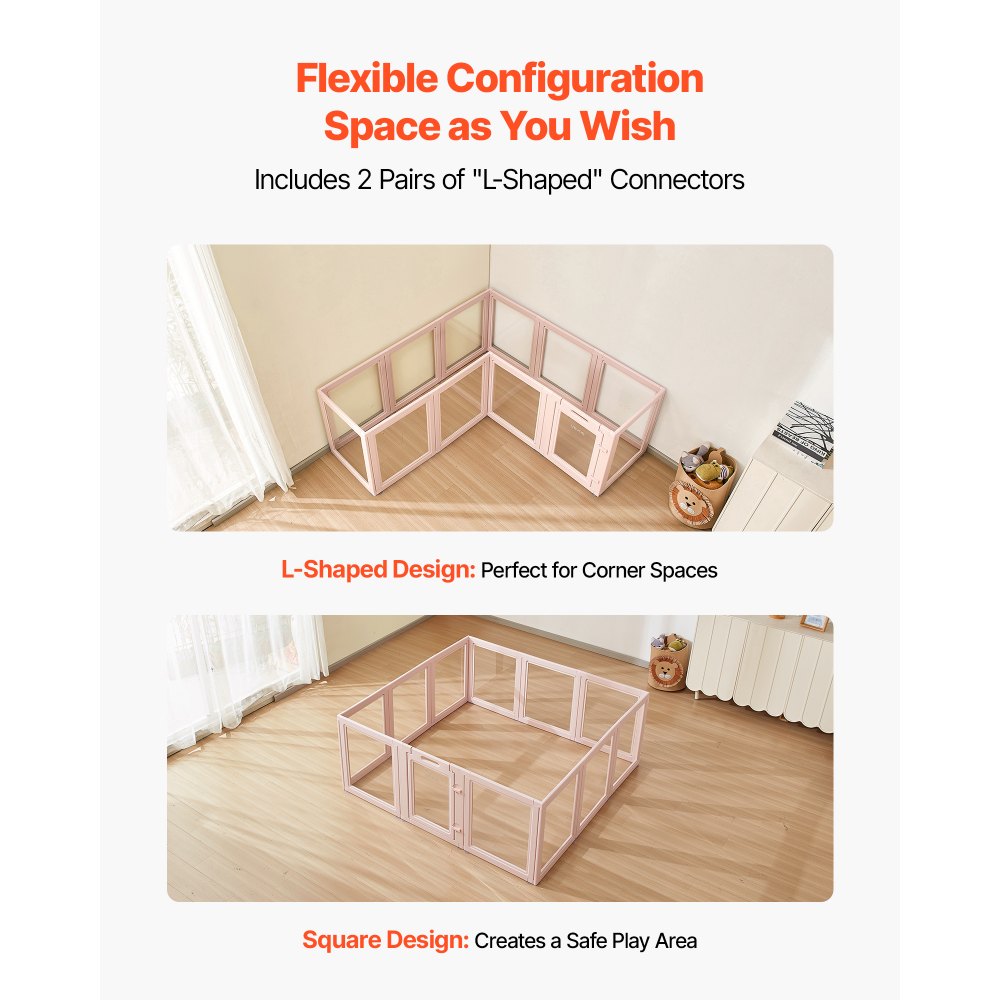 VEVOR Dog Whelping Box, 60x59x23 in Transparent Plastic Dog Whelping Pen for X-Large Sized Dogs, Waterproof Puppy Playpen with Windows & Door Lock, Easy to Clean, Durable Indoor Pet Dogs Cats Birth Kit