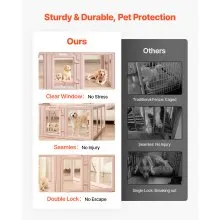 VEVOR Dog Whelping Box, 60x59x23 in Transparent Plastic Dog Whelping Pen for X-Large Sized Dogs, Waterproof Puppy Playpen with Windows & Door Lock, Easy to Clean, Durable Indoor Pet Dogs Cats Birth Kit