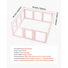 Dog Whelping Box with Window Transparent Playpen for X-Large Dog 60x59x23 in