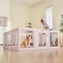 Dog Whelping Box with Window Transparent Playpen for X-Large Dog 60x59x23 in