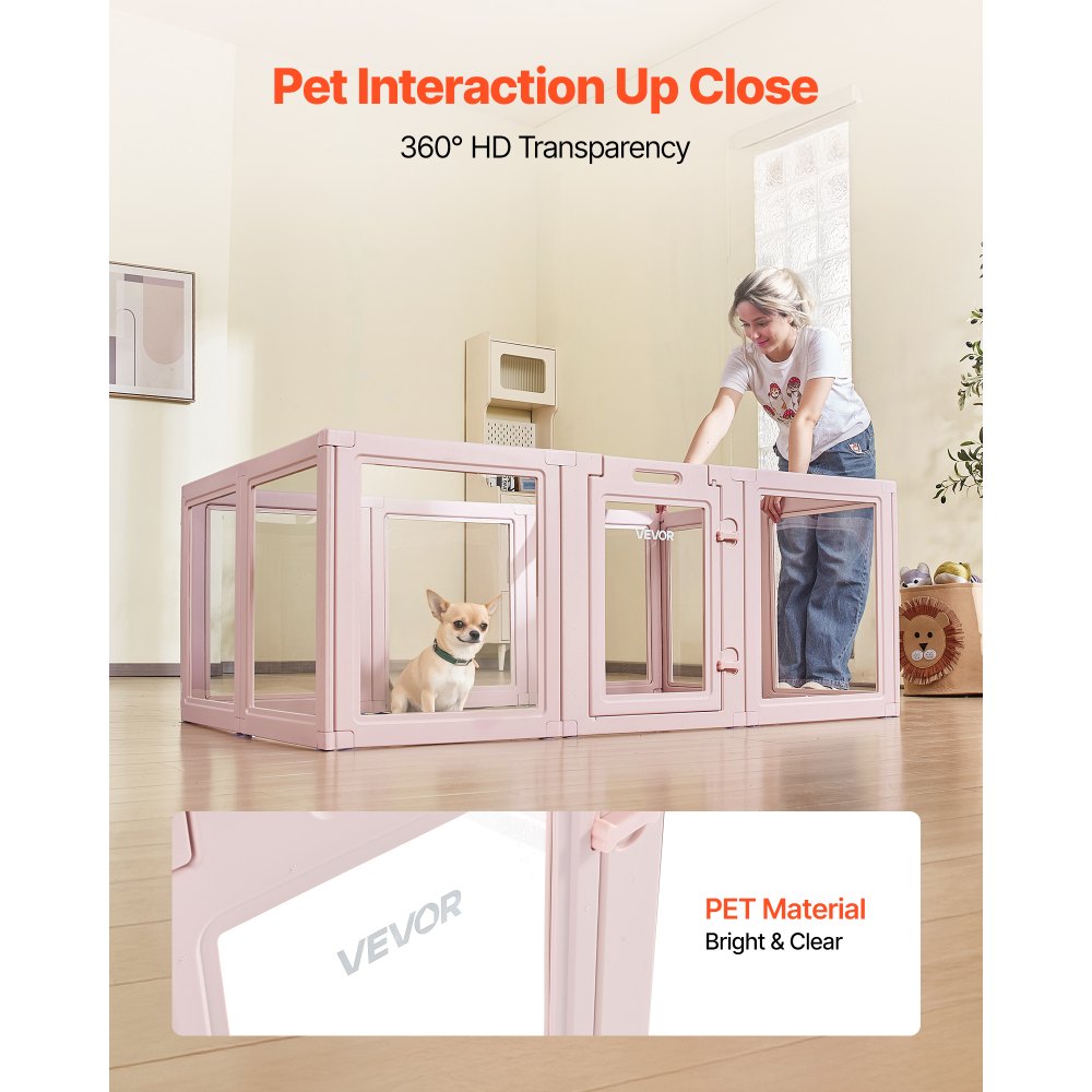 VEVOR Dog Whelping Box, 60x39x23 in Plastic Dog Whelping Pen for Medium Sized Dogs, Waterproof Transparent Puppy Playpen with Windows & Door Lock, Easy to Clean, Durable Indoor Pet Dogs Cats Birth Kit