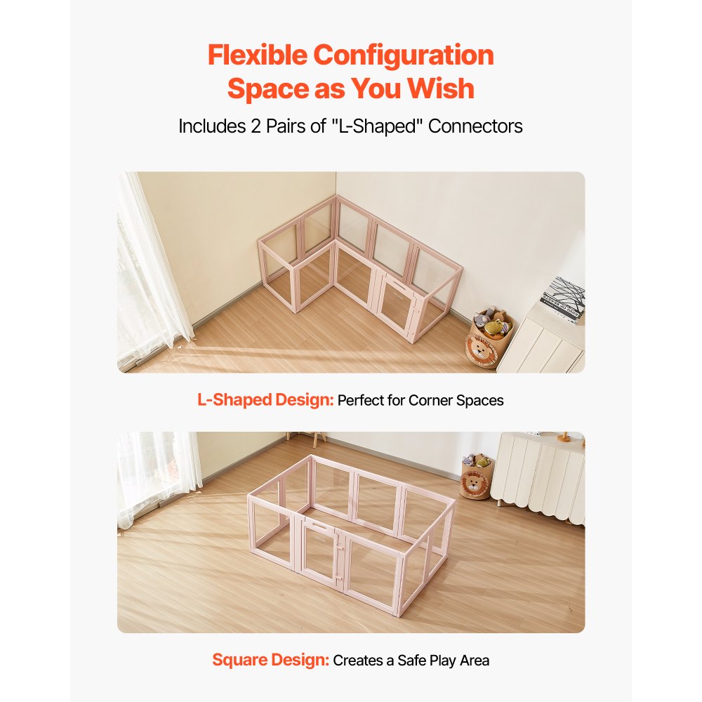 VEVOR Dog Whelping Box, 1.54x1x0.6 m Plastic Dog Whelping Pen for Medium Sized Dogs, Waterproof Transparent  Puppy Playpen with Windows & Door Lock, Easy to Clean, Durable Indoor Pet Dogs Cats Birth Kit