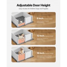 Dog Whelping Box 48 x 48 x 18.1 inch with Height Adjustable Door for Large Dogs