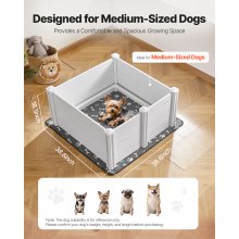 Dog Whelping Box 38.6x38.6x18.1 inch with Height Adjustable Door for Medium Dog