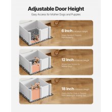 Dog Whelping Box 38.6x38.6x18.1 inch with Height Adjustable Door for Medium Dog