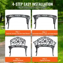 VEVOR Outdoor Bench, 38.8 inches Metal Garden Bench for Outdoors, 480 lbs Load Capacity Bench, Outdoor Garden Park Bench with Backrest and Armrests, Patio Bench for Garden, Park, Yard, Front Porch