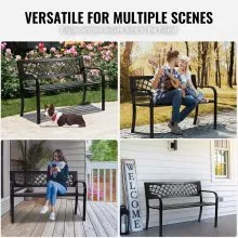 VEVOR Outdoor Bench, 46 inches Metal Garden Bench for Outdoors, 480 lbs Load Capacity Bench, Outdoor Garden Park Bench with Backrest and Armrests, Patio Bench for Garden, Park, Yard, Front Porch