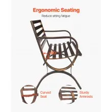 VEVOR Outdoor Bench Patio Bench 50 inch Metal Frame Slatted Backrest for Porch