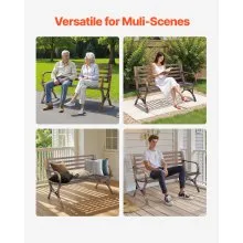 VEVOR Outdoor Bench Patio Bench 50 inch Metal Frame Slatted Backrest for Porch