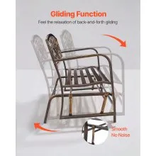 VEVOR Outdoor Bench, 127 cm, Carbon Steel Metal Frame with Cast Iron Backrest and Round Edge Armrests, Weatherproof Outside Glider Bench for Patio, Garden, Park, Yard, Front Porch, Antique Bronze