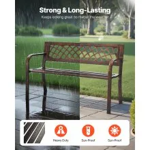 VEVOR Outdoor Bench Patio Bench 46 inch Metal Frame PVC Mesh Backrest for Porch