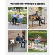 VEVOR Outdoor Bench Patio Bench 46 inch Metal Frame PVC Mesh Backrest for Porch