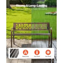 VEVOR Outdoor Bench Patio Bench 50 in Metal Frame PVC Floral Backrest for Porch