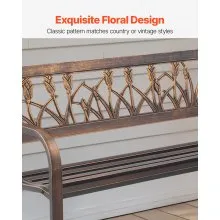 VEVOR Outdoor Bench Patio Bench 50 in Metal Frame PVC Floral Backrest for Porch