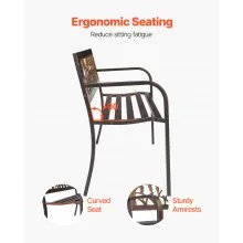 VEVOR Outdoor Bench Patio Bench 50 in Metal Frame PVC Floral Backrest for Porch