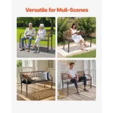 VEVOR Outdoor Bench Patio Bench 50 in Metal Frame PVC Floral Backrest for Porch