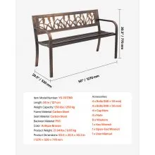 VEVOR Outdoor Bench Patio Bench 50 in Metal Frame PVC Floral Backrest for Porch