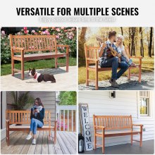 VEVOR Outdoor Bench, 50 inches Wood Garden Bench for Outdoors, 800 lbs Load Capacity Bench, Outdoor Garden Park Bench with Backrest and Armrests, Patio Bench for Garden, Park, Yard, Front Porch