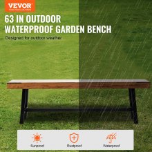 VEVOR Outdoor Bench, 63 inches Wood Garden Bench with Metal Leg for Outdoors, 500 lbs Load Capacity Bench, Outdoor Garden Park Bench, Dining Bench Patio Bench for Garden, Park, Yard, Front Porch