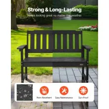 VEVOR Outdoor Bench Patio Bench 50.5 inch Weatherproof Plastic 800 lbs Black