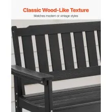 VEVOR Outdoor Bench Patio Bench 50.5 inch Weatherproof Plastic 800 lbs Black