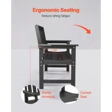 VEVOR Outdoor Bench Patio Bench 50.5 inch Weatherproof Plastic 800 lbs Black
