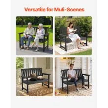 VEVOR Outdoor Bench Patio Bench 50.5 inch Weatherproof Plastic 800 lbs Black