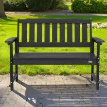 VEVOR Outdoor Bench Patio Bench 50.5 inch Weatherproof Plastic 800 lbs Black