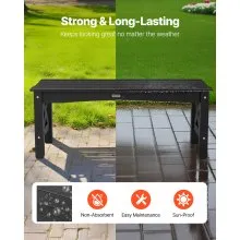 VEVOR Outdoor Bench Patio Bench 44.5 inch Weatherproof Plastic 600 lbs Black