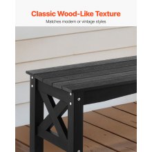 VEVOR Outdoor Bench Patio Bench 44.5 inch Weatherproof Plastic 600 lbs Black
