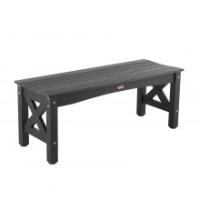VEVOR Outdoor Bench Patio Bench 44.5 inch Weatherproof Plastic 600 lbs Black