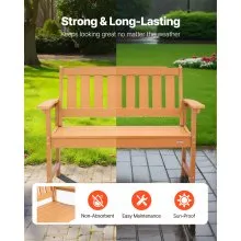 VEVOR Outdoor Bench Patio Bench 50.5 in Weatherproof Plastic Natural Wood Color