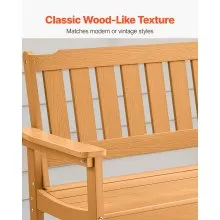 VEVOR Outdoor Bench Patio Bench 50.5 in Weatherproof Plastic Natural Wood Color
