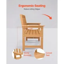 VEVOR Outdoor Bench Patio Bench 50.5 in Weatherproof Plastic Natural Wood Color