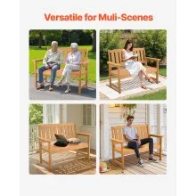 VEVOR Outdoor Bench Patio Bench 50.5 in Weatherproof Plastic Natural Wood Color