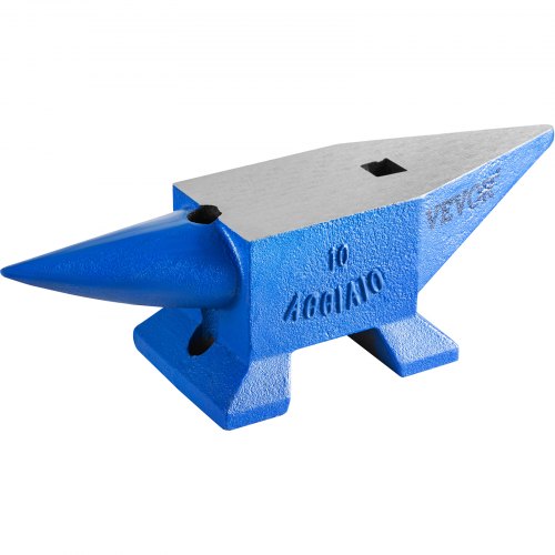 VEVOR Single Horn Anvil 22Lbs Steel Anvil Blacksmith for Sale Forge Steel Tools W/ Round and Square Hole and Equipment Anvil Rugged Blacksmith Jewelers Durable and Robust Metalsmith Tool