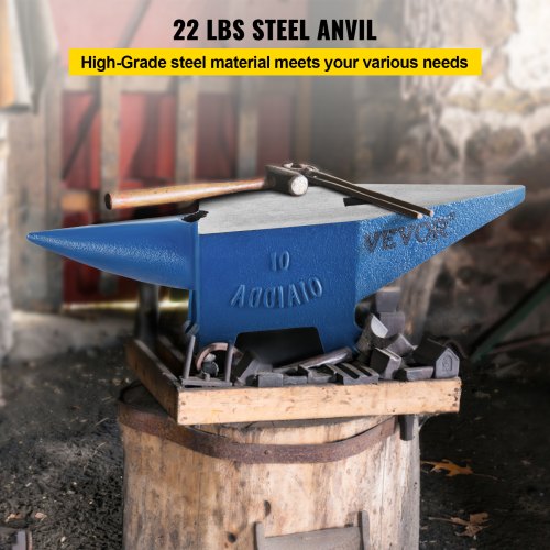 22lb Blacksmith Anvil Steel Anvil 10kg Solid Heat Treated Round Horn Metal Work