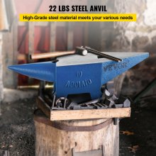 22LB Blacksmith Anvil Steel Anvil 10kg Solid Heat Treated Round Horn Metal Work