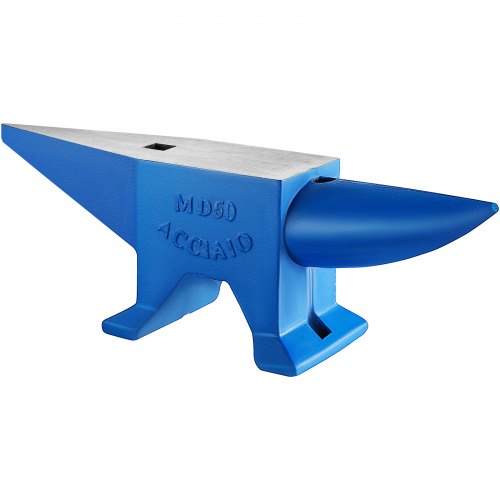 VEVOR Single Horn Anvil 110Lbs Cast Steel Anvil Blacksmith for Sale Forge Steel Tools W/ Round and Square Hole and Equipment Anvil Rugged Blacksmith Jewelers Durable and Robust Metal Working Tool