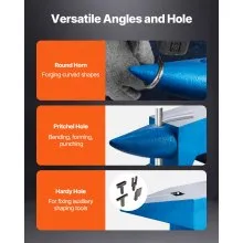 VEVOR Single Horn Anvil 132Lbs Cast Steel Anvil Blacksmith for Sale Forge Steel Tools W/ Round and Square Hole and Equipment Anvil Rugged Blacksmith Jewelers Durable and Robust Metal Working Tool