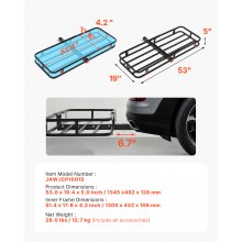 Porte-bagages d'attelage pliable VEVOR de 500 lb avec filet de chargement