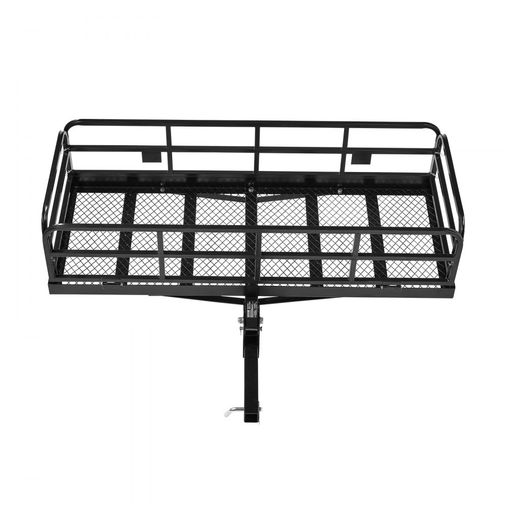 VEVOR 60" x 24" x 14", Hitch Cargo Carrier, 500 lbs Capacity Hitch Cargo Carrier with Anti-Rattle Hitch Stabilizer, Folding Hitch Mount Cargo Carrier with Pins and Latches, Fit for SUVs/Pickup Trucks